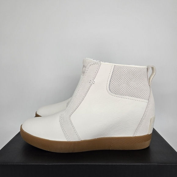 New Sorel Out N About Pull On Wedge Booties Leather Boots Women's Size 7.5 - Picture 1 of 8